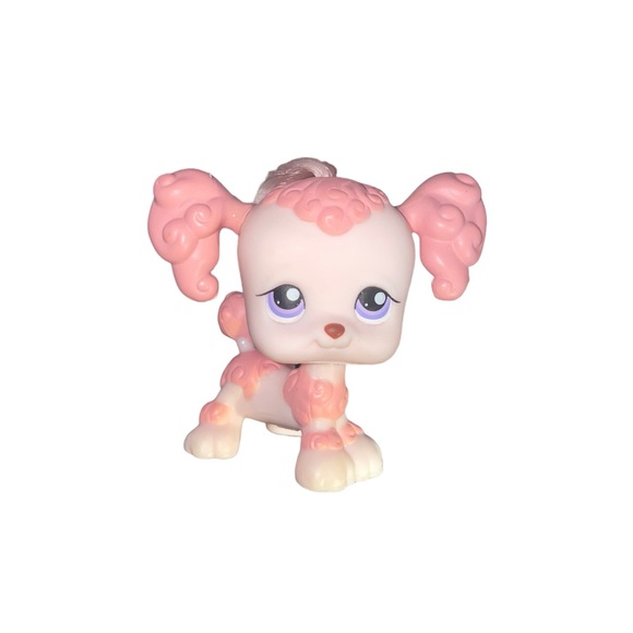 littlest pet shop # 225 pink poodle puppy dog with purple eyes & real hair - Picture 5 of 8
